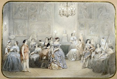 La actriz Mlle Rachel en el foyer de la Comédie Française de Henri de Montaut